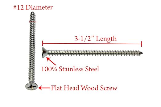Bolt Dropper #12 X 3-1/2'' Stainless Steel Flat Head Phillips Wood Screw - Image 2