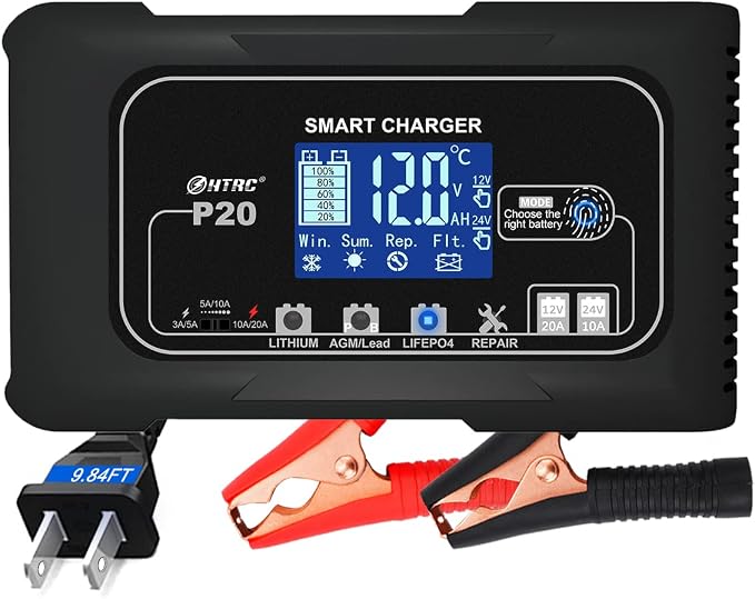 20Amp Lithium Battery Charger, 12V and 24V, Lead-Acid Car Battery Charger - Image 2