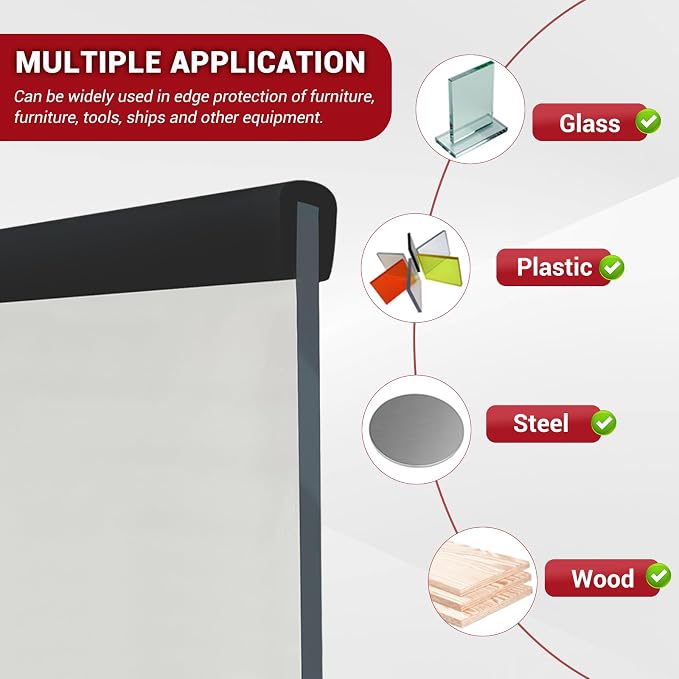 Rubber Edge Trim, 5/16" Self Adhesive Flexible U Channel Edge Protecter - Image 3