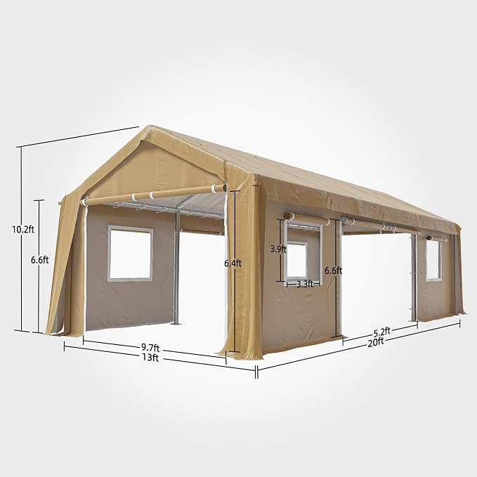 13x20ft Heavy Duty Carport Outdoor Canopy Portable Garage - Image 2