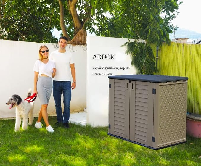 ADDOK 26 Cu.ft Outdoor Storage Shed Multi-Function, Lockable Horizontal Storage - Image 5