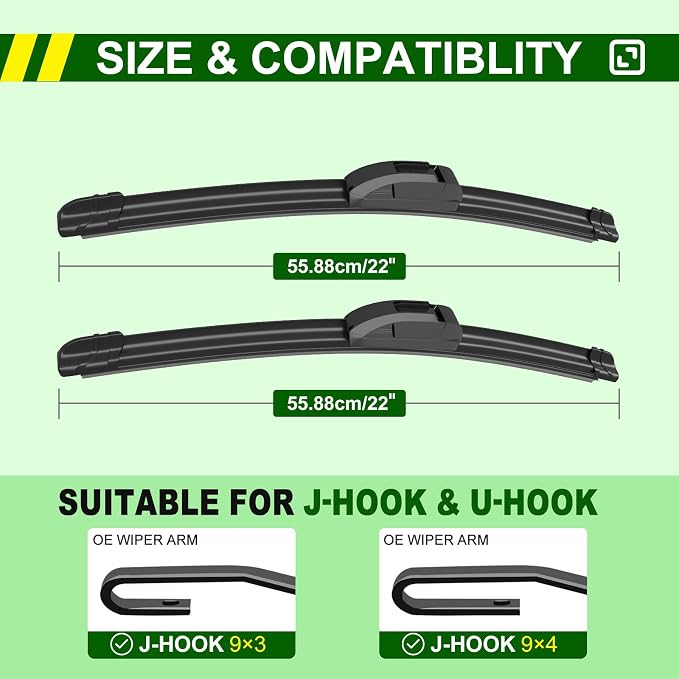 OEM Quality 22in + 22in Premium All-Season Windshield Wiper Blades - Image 2