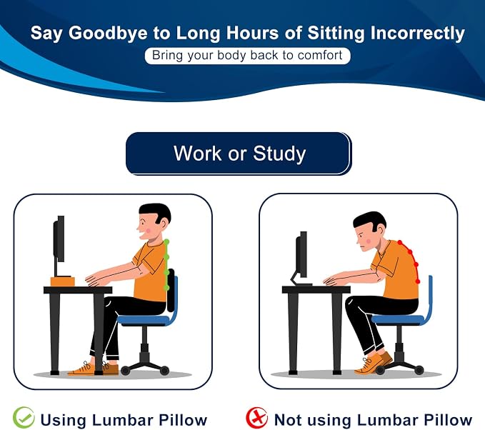 QUTOOL Lumbar Support Pillow for Office Chair, Memory Foam Low Back Support - Image 3