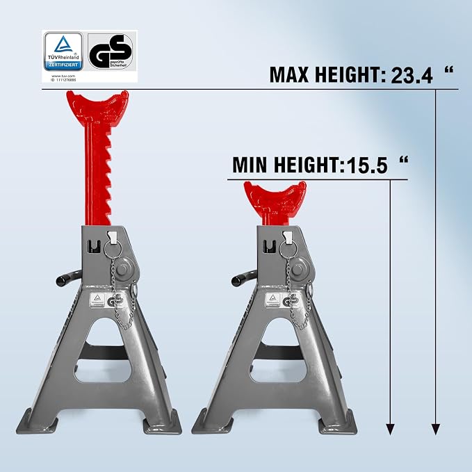 Car Jack Stands 6 Ton with Double Locking and Large Foot Base - Image 2