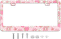 Pink Strawberry Butterfly Floral License Plate Frame Stainless Steel License by TXWWXT