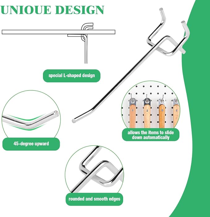 50Pcs 4"/10CM Pegboard Hooks Assortment Set, Metal Peg Board Hooks - Image 4