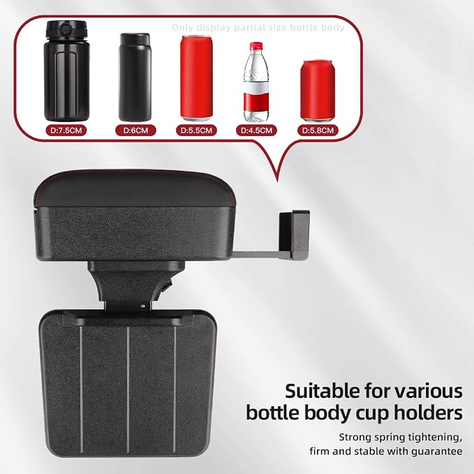 JEYODA Car Armrest Box with Cup Holder Car Central Liftable Armres Storage - Image 4