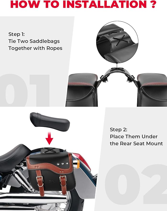 KEMIMOTO Motorcycle Saddlebags, 30L Large Capacity Saddle Bags Motorcycles - Image 4