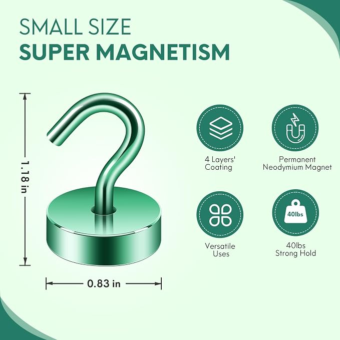 Neosmuk Magnetic Hooks, Cruise Ship Essentials, 40lb+ Heavy Duty Magnetic Hooks - Image 6