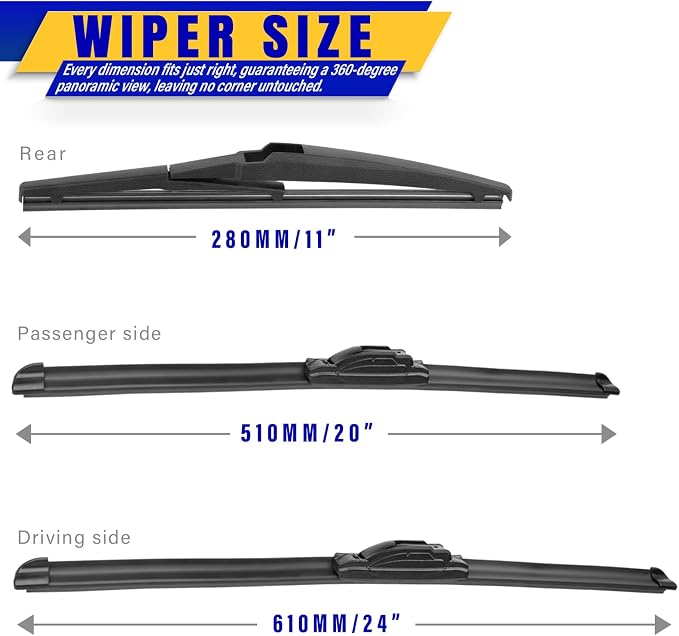 3 wipers Replacement for 2011-2015 Kia Sorento/2010-2019 Kia Soul/2018-2019 Kia - Image 2