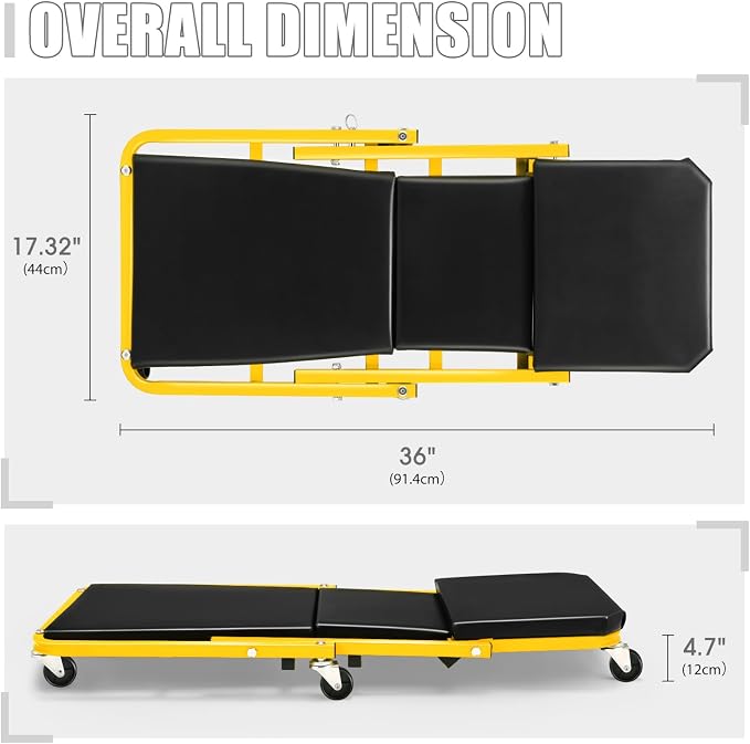DNA MOTORING 36 Inches 2 IN 1 Rolling Folding Car Creeper/Seat, 150kg Weight - Image 3
