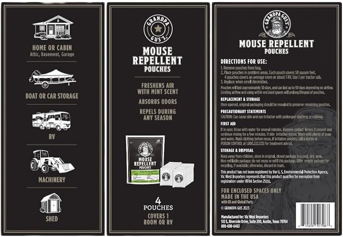 Grandpa Gus's Natural Mouse Repellent Pouches, Cinnamon/Peppermint Oils Repel - Image 7
