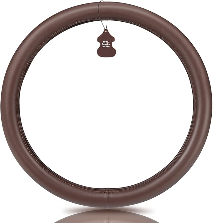 Haokay Heavy Duty Pure Cowhide Steering Wheel Cover, Genuine Leather Steering - Image 2