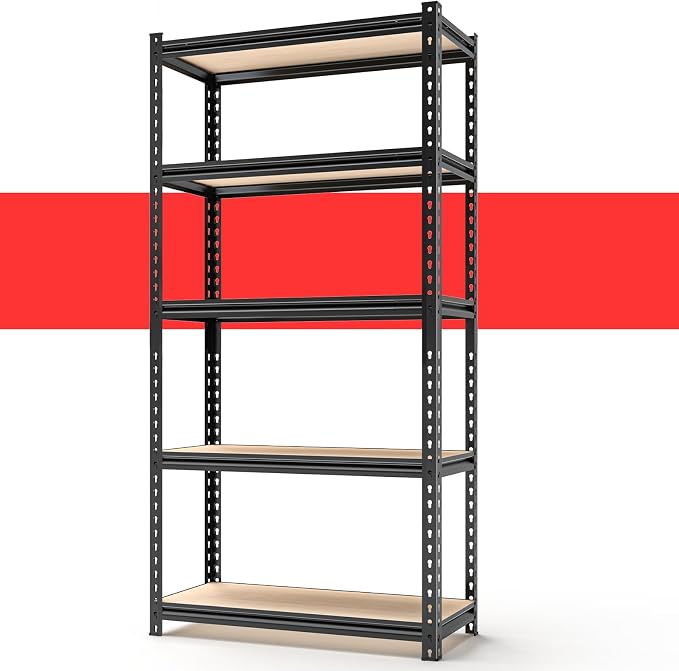 5-Tier Adjustable Metal Storage Shelves Heavy Duty Garage Shelving, Basement & by SYLOUGH