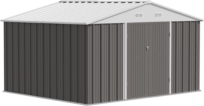 JUMMICO 8 x 10 FT Outdoor Storage Shed, Large Metal Garden Shed & Tool Sheds - Image 7