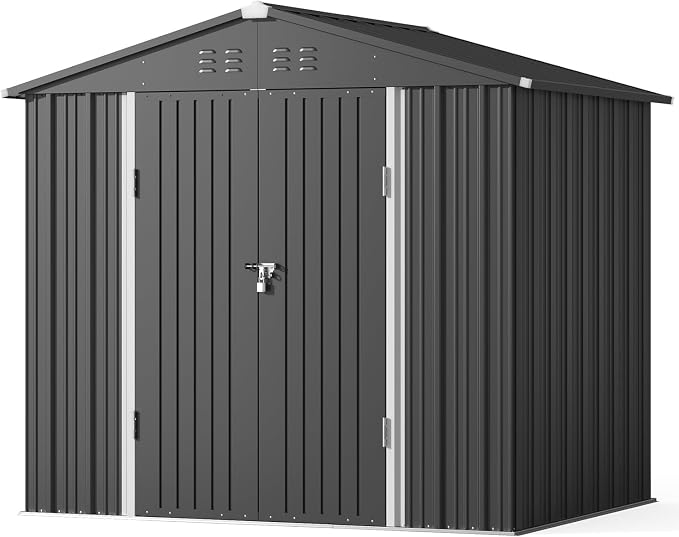 Gizoon Outdoor Storage Shed 8 x 6 FT, Galvanized Metal Garden Shed - Image 8