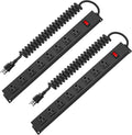2Pack 8 Outlet Metal Wall Mount Power Strip, Mountable Outlet by HHSOET
