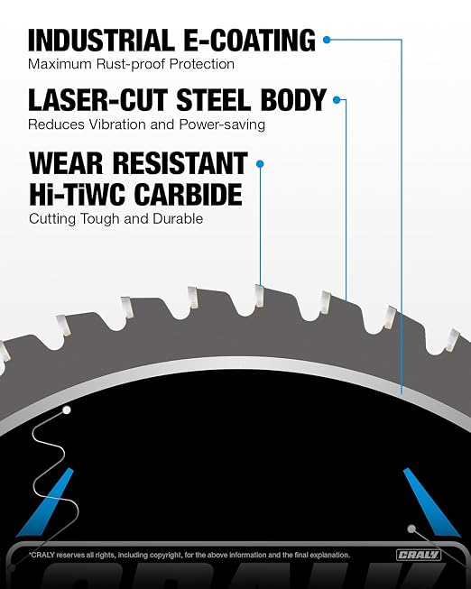 CRALY 10 Inch 50 Teeth Steel and Ferrous Metal Cutting Circular Saw Blade - Image 3