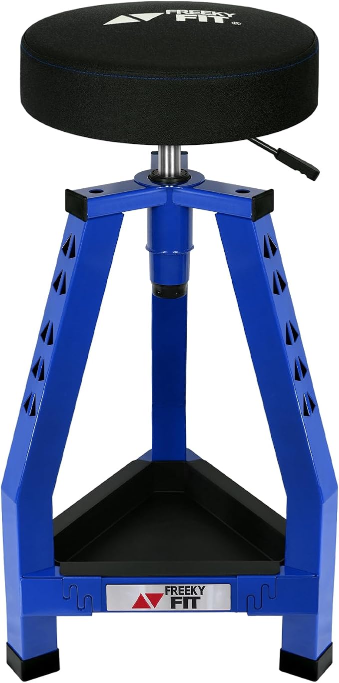 Adjustable Tall Shop Stool, Mechanics Garage Stool Chair, Work Metal Chair by FreekyFit