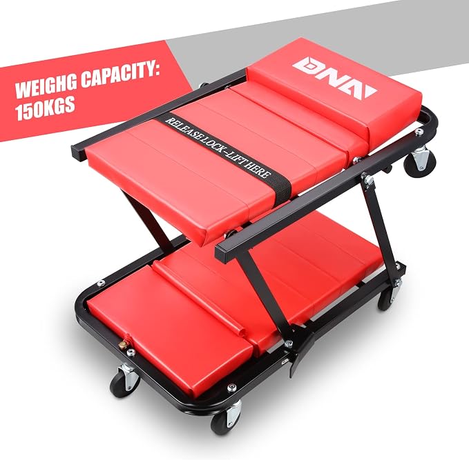 DNA Motoring TOOLS-00192 48" 2 IN 1 Folding Rolling Garage Shop Creeper Roller - Image 4