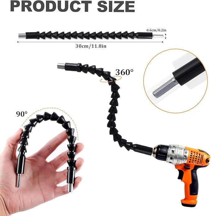 18Pcs Flexible Drill Bit Extension, Include 3Pcs Rotatable Socket Adapter 2Pcs - Image 3