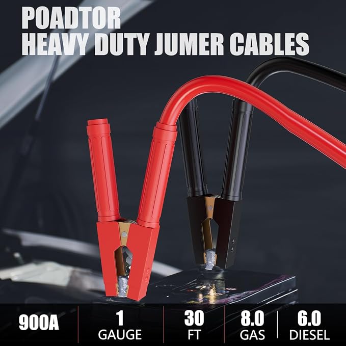 Heavy Duty Jumper Cables 1 Gauge 30FT 900A, Automotive Booster Cables - Image 6