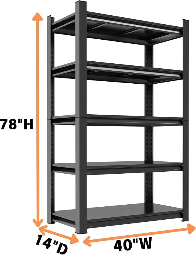 Metal Garage Shelving Unit, Heavy Duty 5-Tier Adjustable Storage Rack, Steel - Image 3