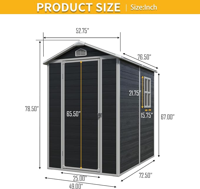 4x6 FT Outdoor Storage Resin Shed - Image 8