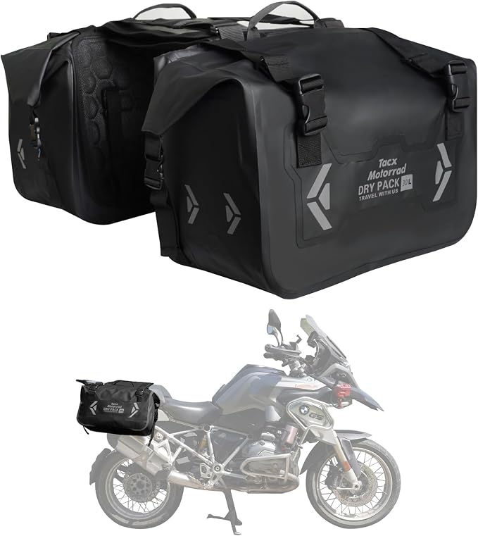 Motorcycle Saddle Bags Tail Bag, 30L Roll-top Waterproof Motor Detachable Side by TACXMOTORRAD
