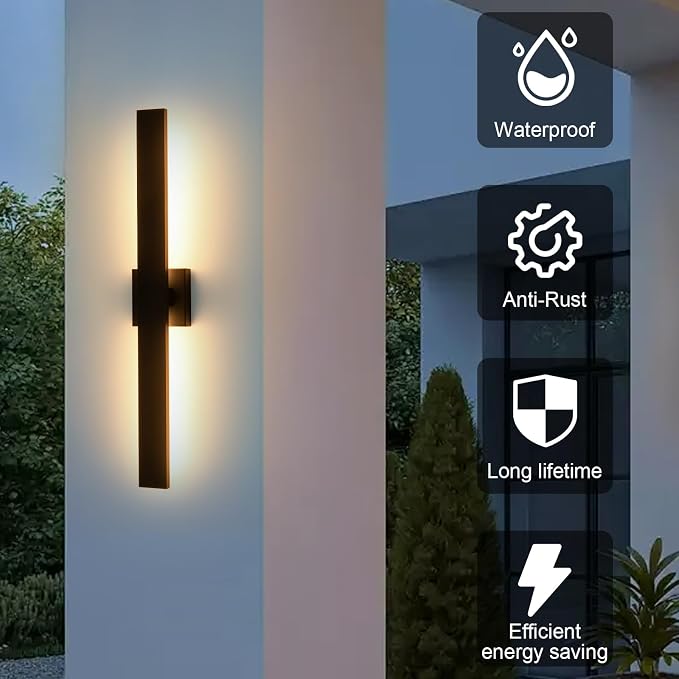 Black Modern LED Outdoor Wall Sconce 31.5" Long Outdoor Wall Lights Exterior - Image 6
