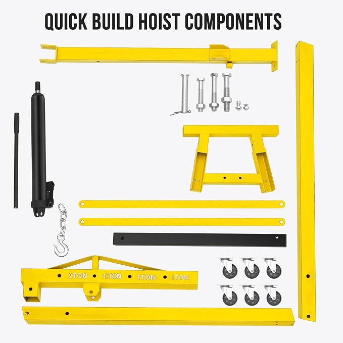 2 Ton Engine Hoist, Hydraulic Cherry Picker Engine Hoist Lift, 4400LBS Heavy - Image 2