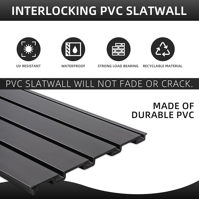 Slat Wall Paneling Garage Wall Organizer, PVC Black Slatwall Panels 2 Pack 4x8 - Image 3