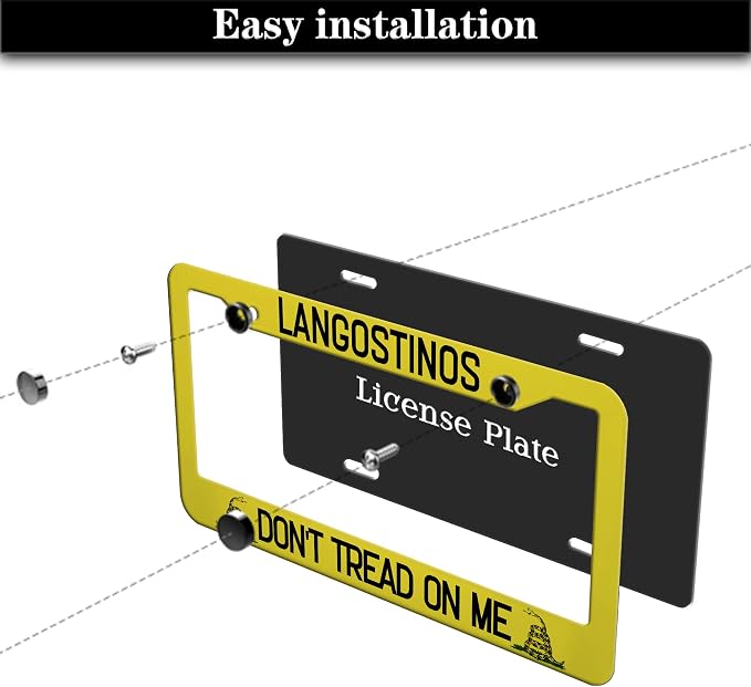 License Plate Cover Yellow Black License Plate Frames Langostinos Don’t Tread - Image 7
