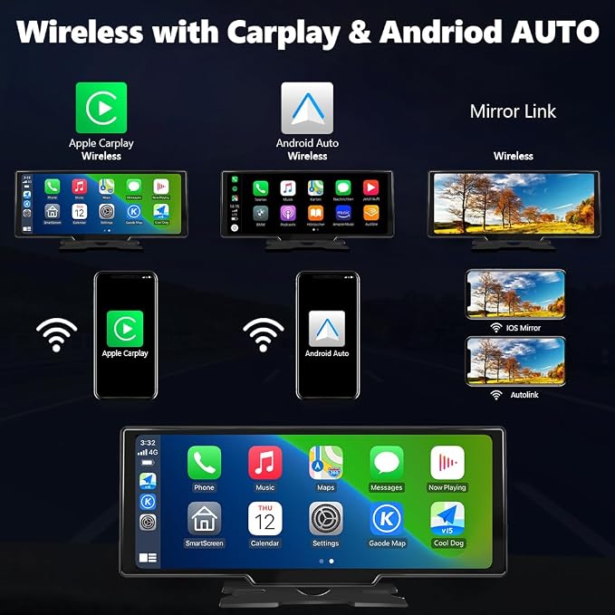Portable Carplay Screen for Car, 9.28" HD Carplay and Android Auto Screen - Image 3