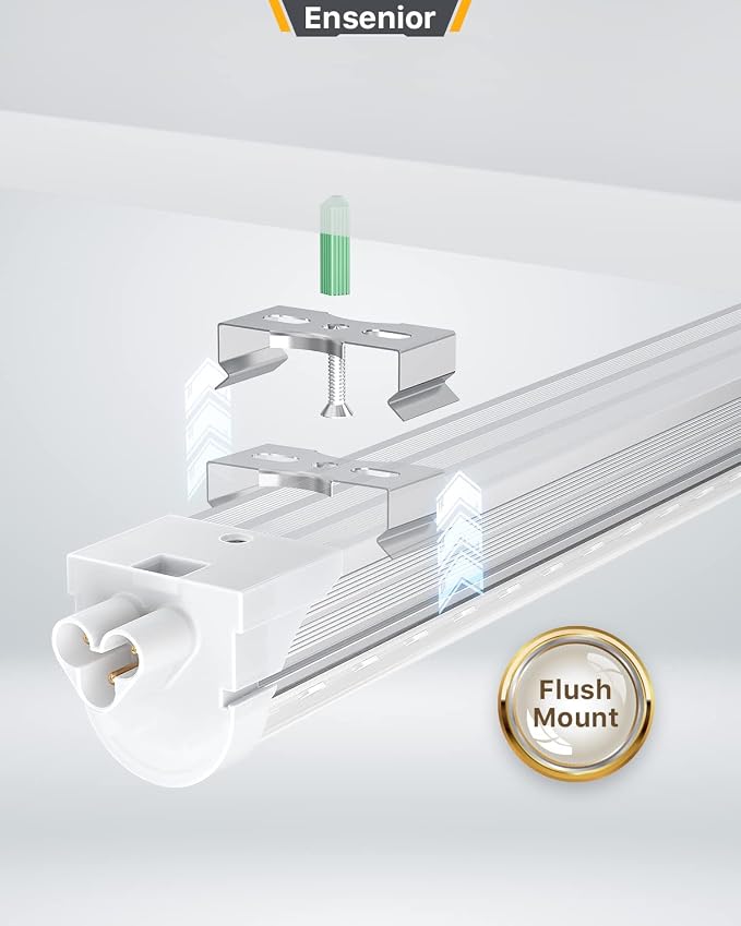 Ensenior 6 Pack 8 FT Led Shop Lights, 5000K Daylight, 10000LM Super Bright - Image 6