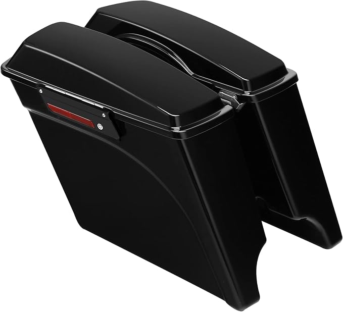 XFMT Motorcycle Stretched Saddlebags Vivid Black 5" Extended Hard Saddle Bags - Image 3