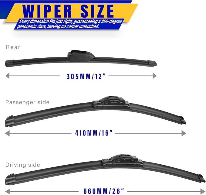 3 wipers Replacement for 2017-2021 2022 Kia Niro, Windshield Wiper Blades - Image 2