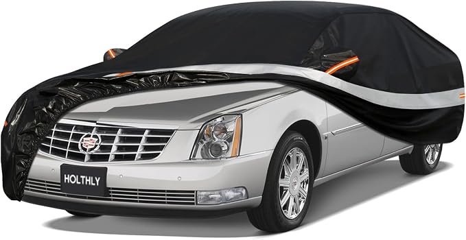 10 Layers Car Cover Custom Fit for Cadillac, Waterproof All Weather for by Holthly