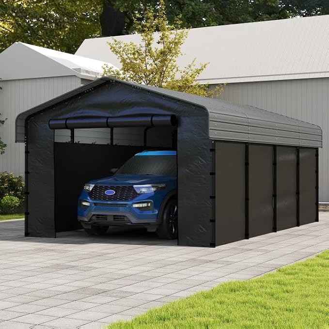 Real Relax 12'x20' Heavy Duty Metal Carport, Outdoor Garage Car Shelter Shade by RealRelax