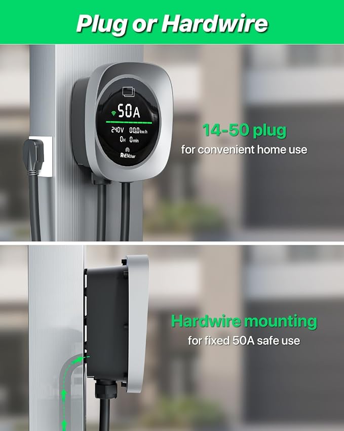 Level 2 EV Charger 50 Amps Smart Motion Sensor Screen Electric Car Charger - Image 6