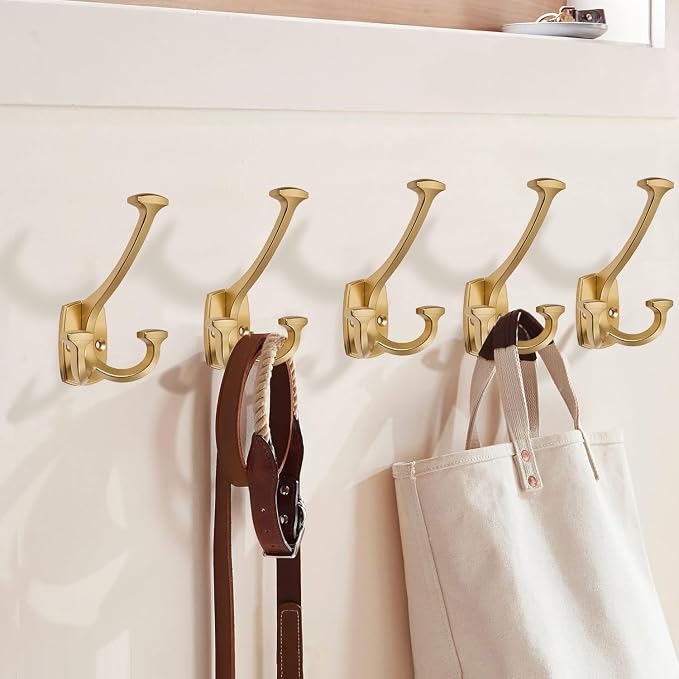 Large Wall Double-Sided Hook 5 Pack Gold Hook Decorative Heavy Duty Solid Large - Image 4