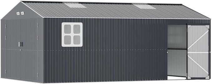 Metal Garage Shed 13x20x​​8.5', Large Outdoor Storage Building, - Image 8