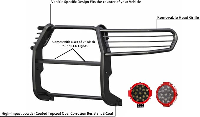 Black Horse Grille Brush Bumper Guard Modular Black Come - Image 9
