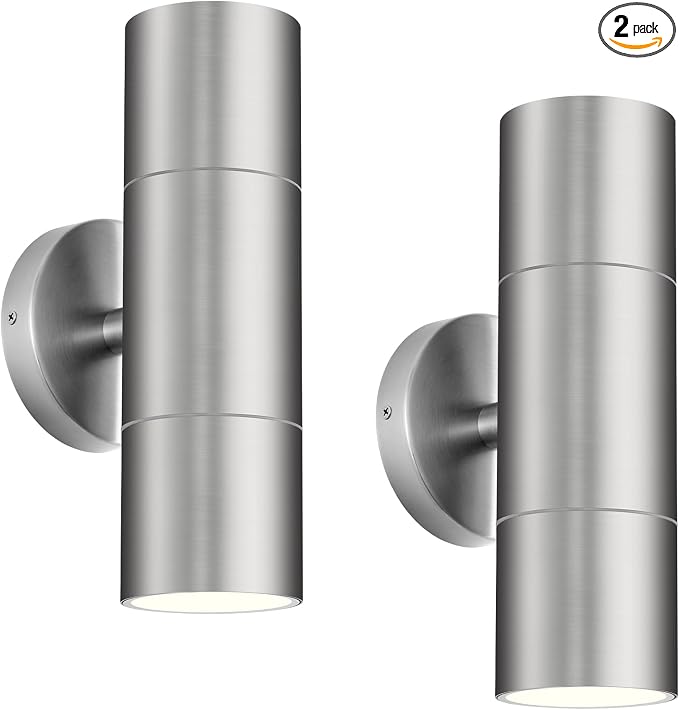 Ken & Ricky 2 Pack Stainless Steel Outdoor Wall Lights, Up Down Exterior by KenRicky