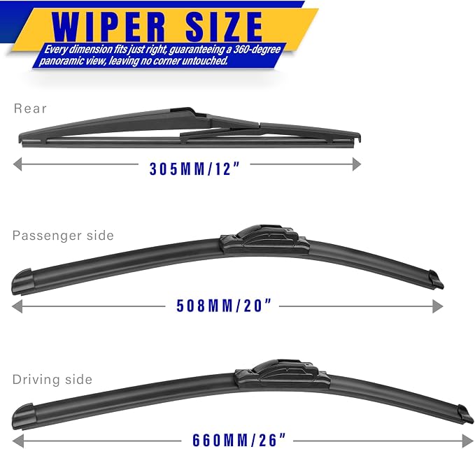 3 wipers Replacement for 2021-2024 Toyota Sienna, Windshield Wiper Blades - Image 2