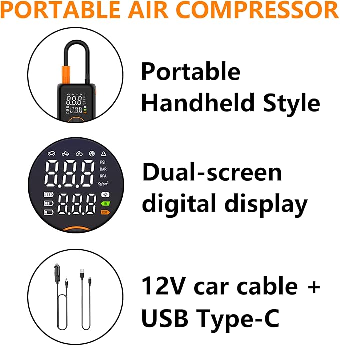 Tire Inflator Portable with Air Release Valve Mini Air Compressor Cordless with - Image 4