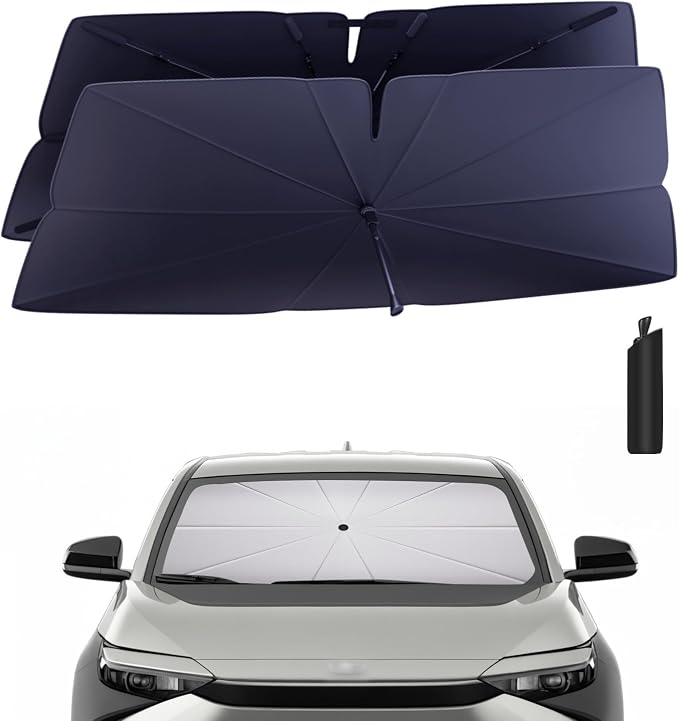 Windshield Sun Shade Umbrella for 2023-2025 Toyota bZ4X Accessories: Custom Fit by HIMUMOY