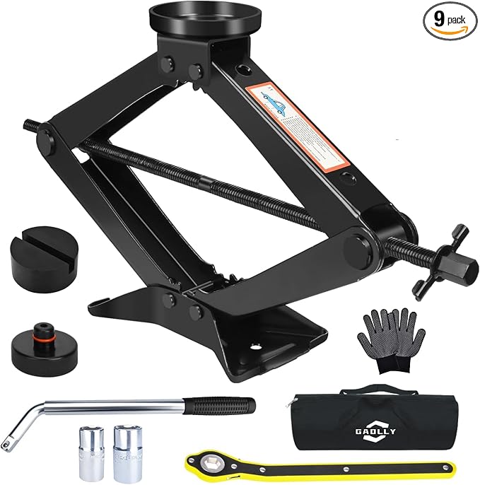 Car Jack - 3 Ton Scissor Jack for Tesla Model Y, Universal Emergency Kit by GAOLLY