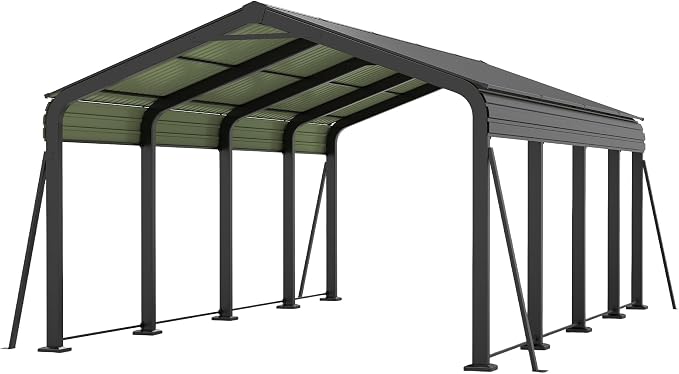 12x20 FT Metal Carport, Heavy Duty Car Port Canopy - Image 7