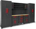 Torin Garage Storage Cabinets System, 8-Pcs Workshop Cabinet Set in Black by Torin